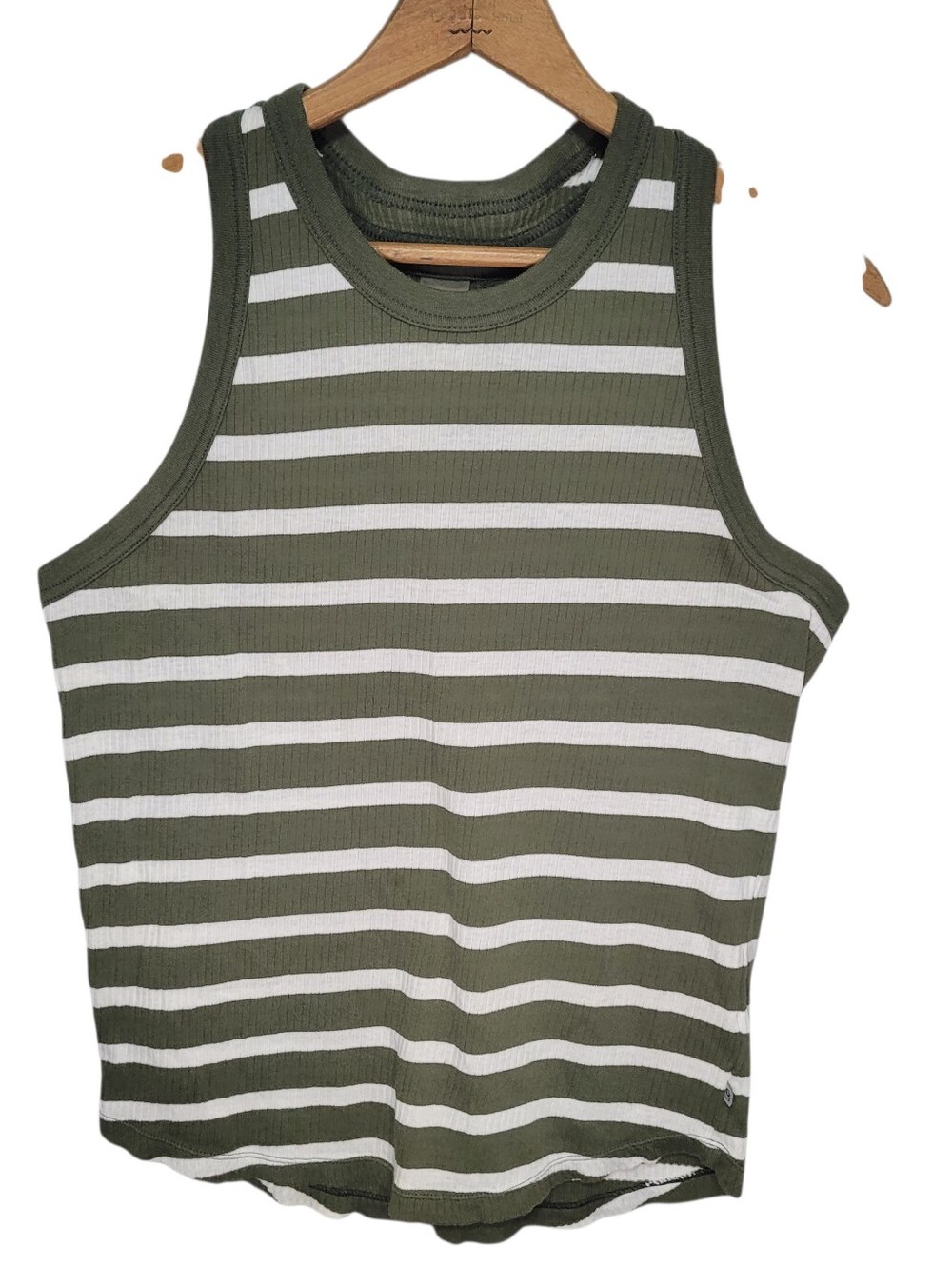 Mountain Hard Wear Lookout Tank Top Women's Size XL Green White Stripe Outdoor